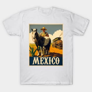 Mexico Farmer Vintage Travel Art Poster T-Shirt